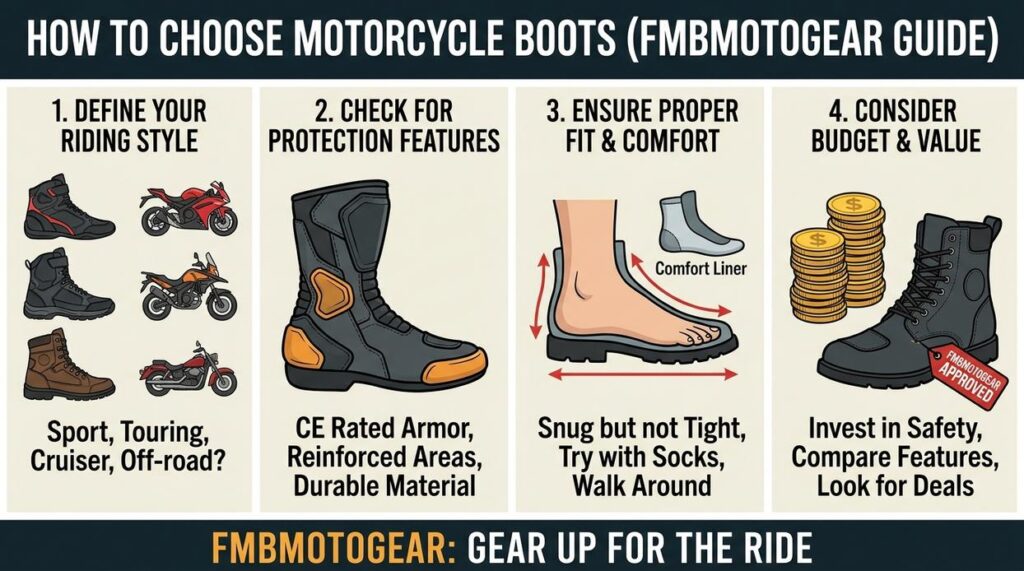 how to choose motorcycle boots fmbmotogear